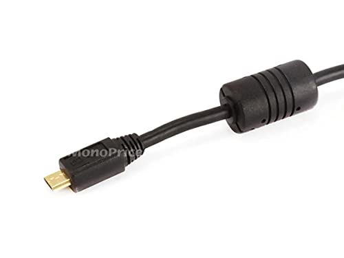 Monoprice USB 2.0 כבל - 15 רגל - שחור | USB סוג-A זכר למיקרו-B-B זכר 5 פינים 28/24AWG כבל עם ליבת פריט, מצופה זהב